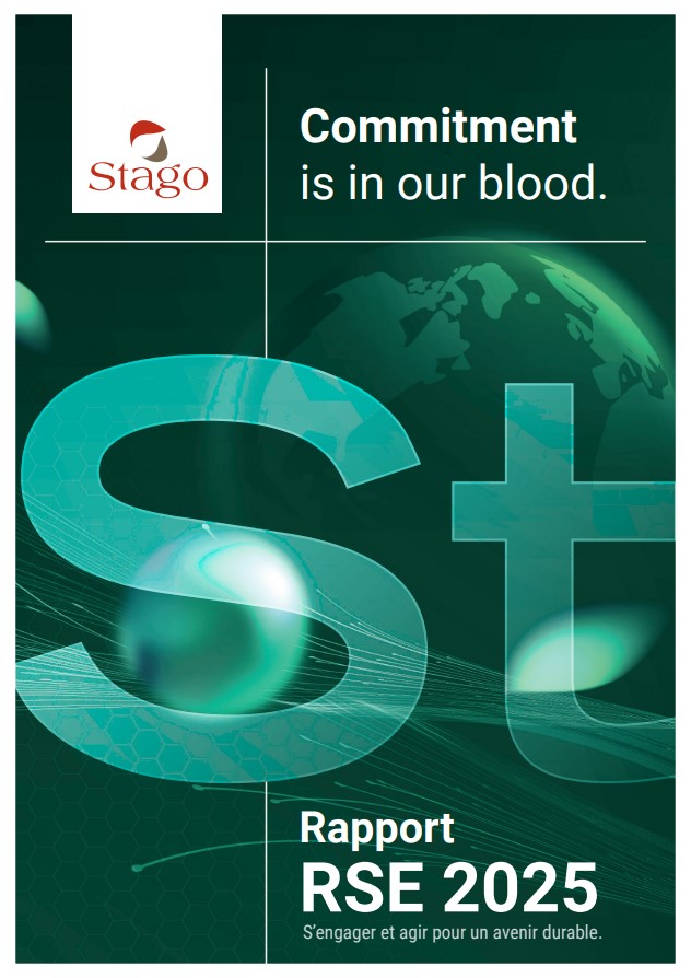 Couverture du rapport RSE 2025 de Stago
