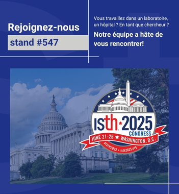 Pop-up annonçant la participation de Stago au congrès ISTH 2025 - Rejoignez-nous au stand n° 547