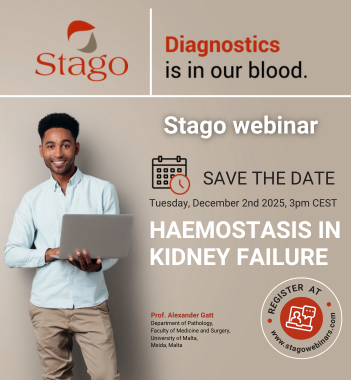 Pop-up of Stago webinar. Click to access the webinar on Hemostasis in Kidney failure. 